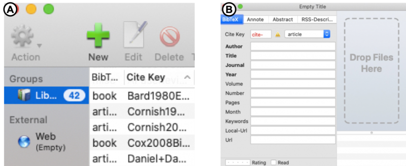 Screen shots showing steps involved in importing formatted citations into a citation manager