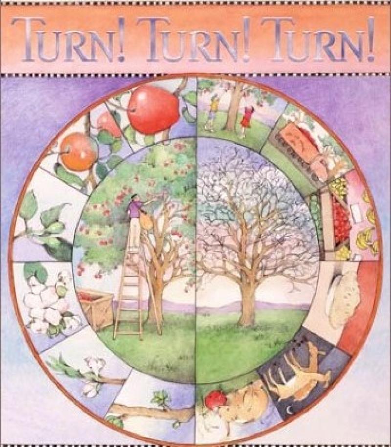 Turn! Turn! Turn! book and CD cover showing illustrations of seasons