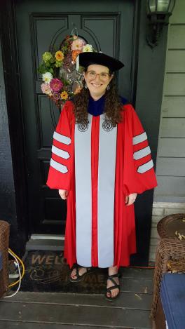 Katie D'Amico-Willman in her Ohio State PhD regalia