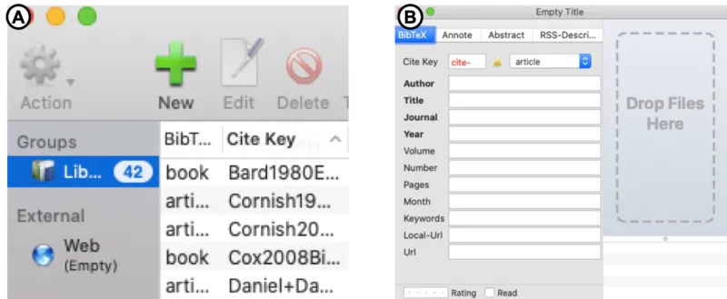 Screen shots showing steps involved in importing formatted citations into a citation manager