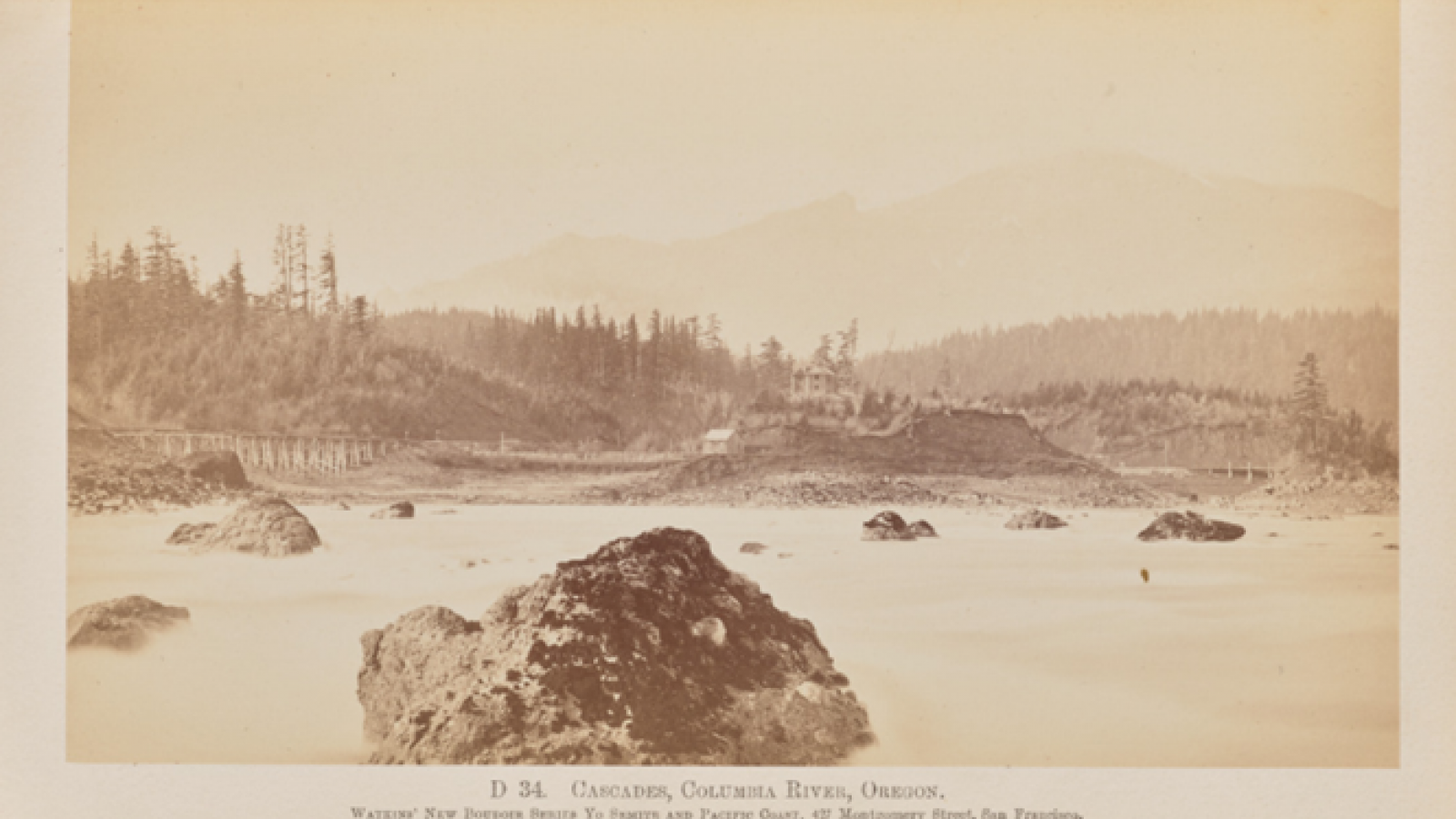 Photo from approximately 1883 of the Columbia River in Oregon